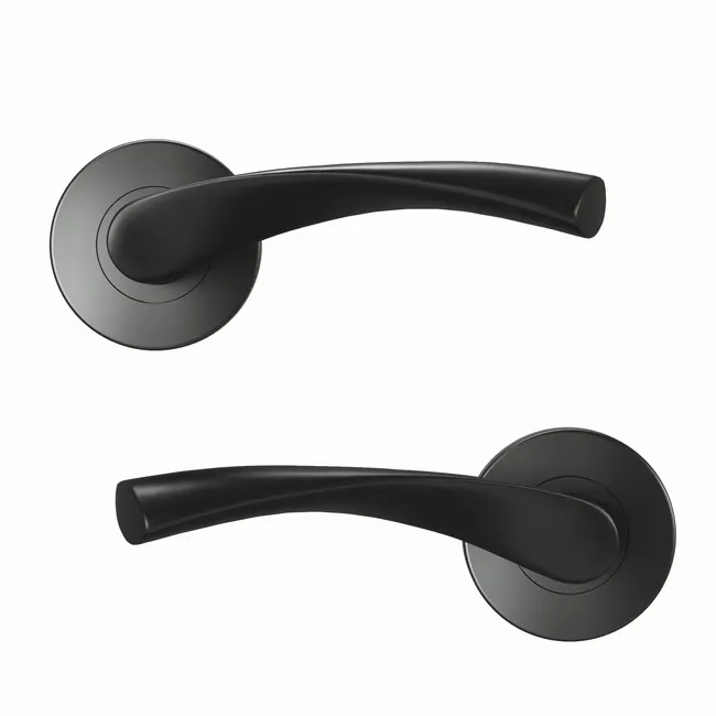 Set maniglia serie INSPIRE Arosa con rosetta in alluminio nero opaco