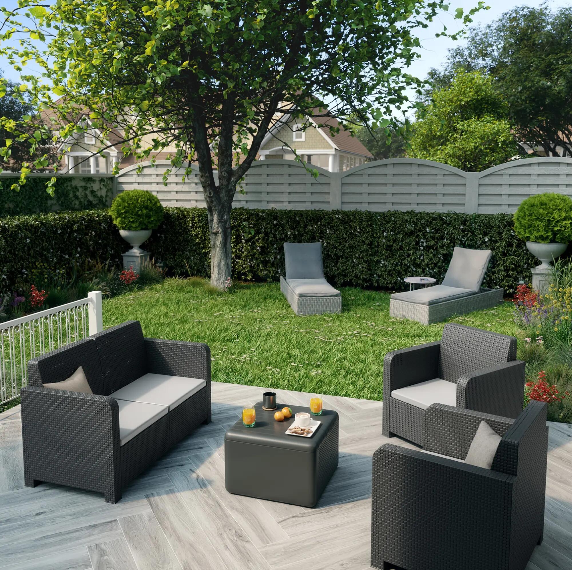 Set mobili da giardino Novo NATERIAL in polipropilene grigio, 4 persone