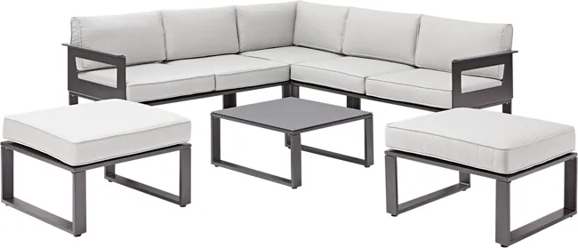 Set tavolo e divano relax da giardino in alluminio antracite Odyssea Naterial
