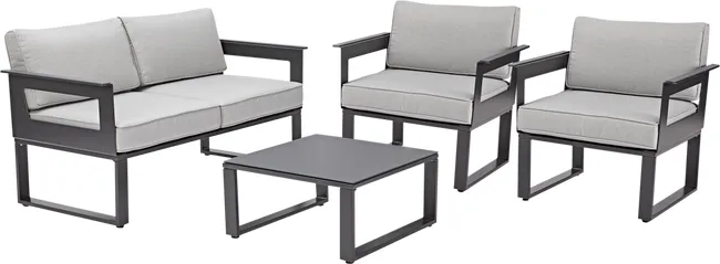 Set tavolo e sedie relax da giardino Odyssea Naterial in alluminio grigio