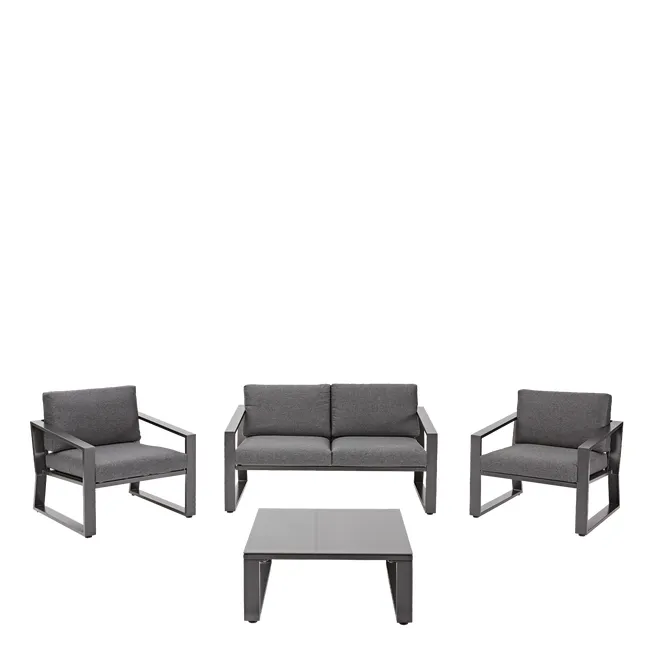 Set tavolo relax e divano da giardino Lyra Naterial in acciaio grigio scuro