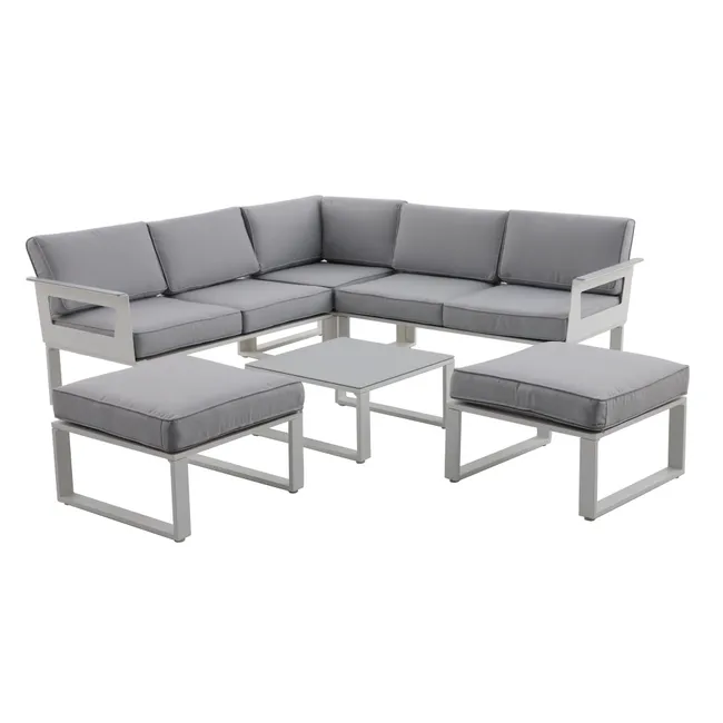 Set tavolo relax e divano da giardino Odyssea Naterial in alluminio bianco