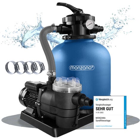 Sistema di depurazione a sabbia MONZANA® Prefiltro piscina da 11.000 L/h a 50.000 L Valvola a 7 vie 550 W Serbatoio 30 L Adattatore 2 in 1 Sistema di purificazione Ø 32-38 mm Filtro piscina Filtro a sabbia