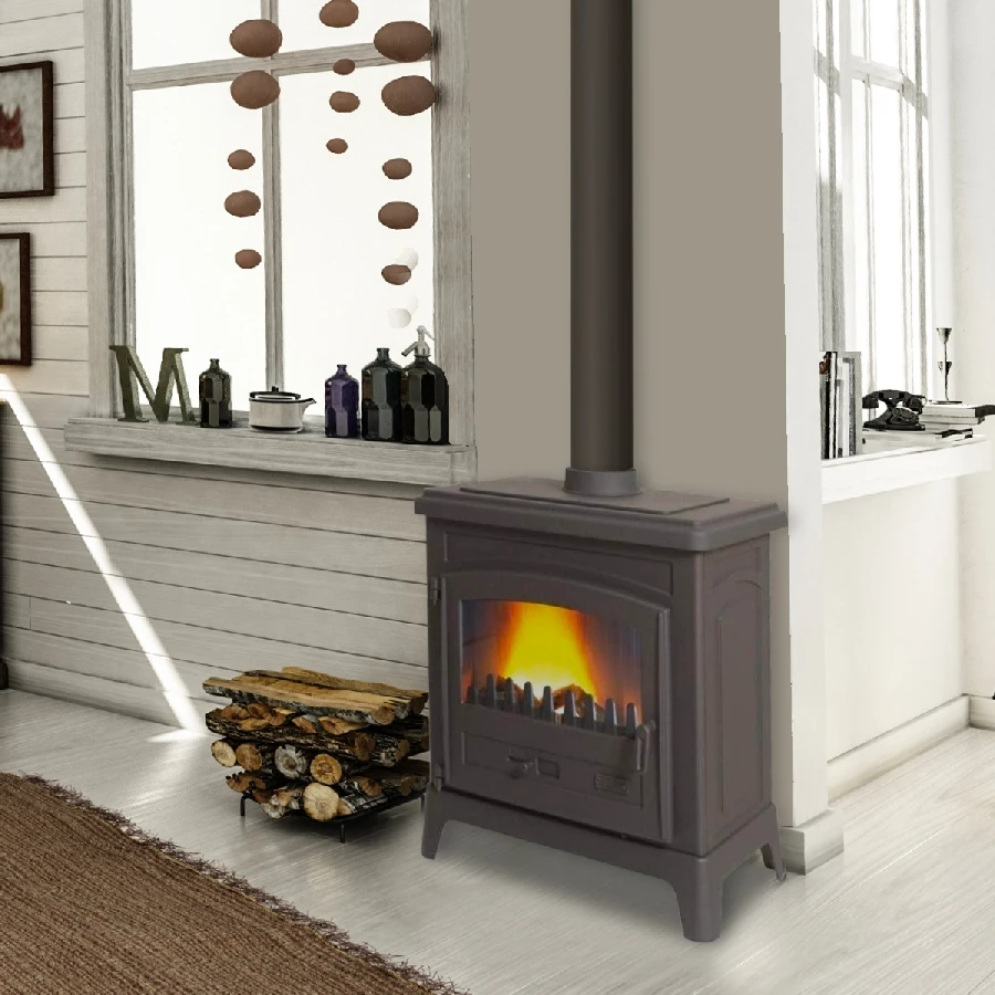 Stufa a legna da 10 kW verniciata antracite FONTEVAL - GODIN - 389143
