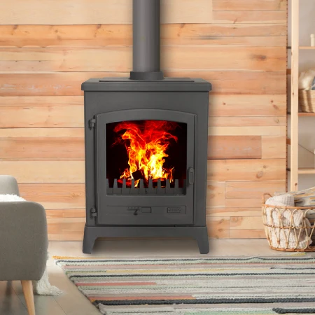 Stufa a legna da 12 kW verniciata antracite FONTEMONT - GODIN - 389144