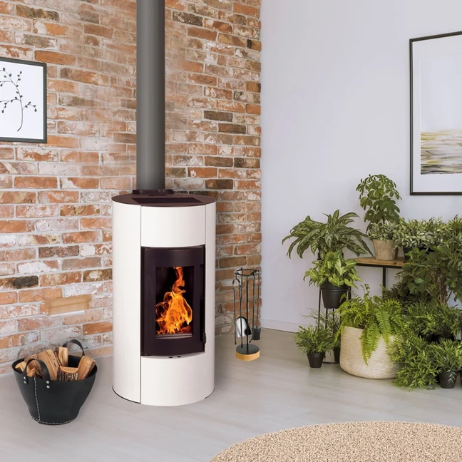 STUFA A PELLET MODERNA SMART 8,7 KW TONDA BIANCA