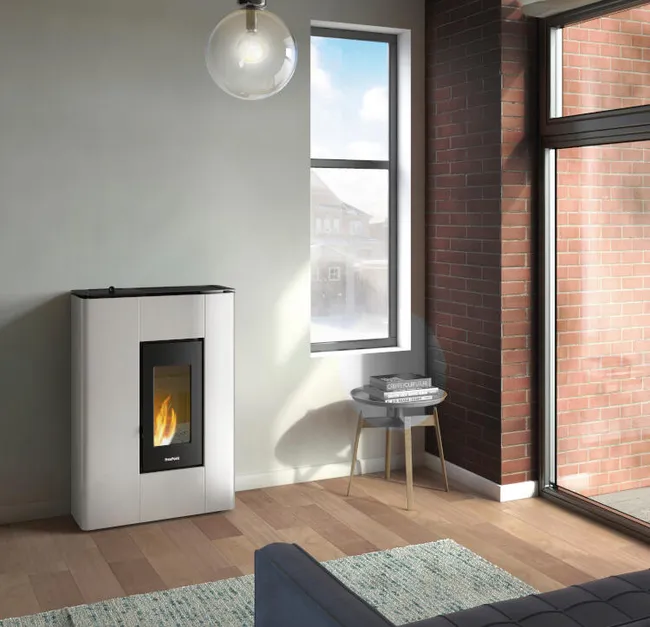 Stufa ermetica a pellet FREEPOINT Atrium 5 bianca, 5,2 kW