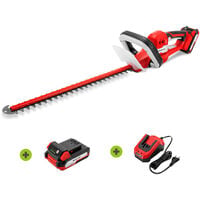 Tagliasiepi a batteria da 20 V con batteria da 2,0 Ah e caricabatterie, lama rotante da 58 cm con custodia protettiva, set tagliasiepi ricaricabile - GREENCUT GHT200L