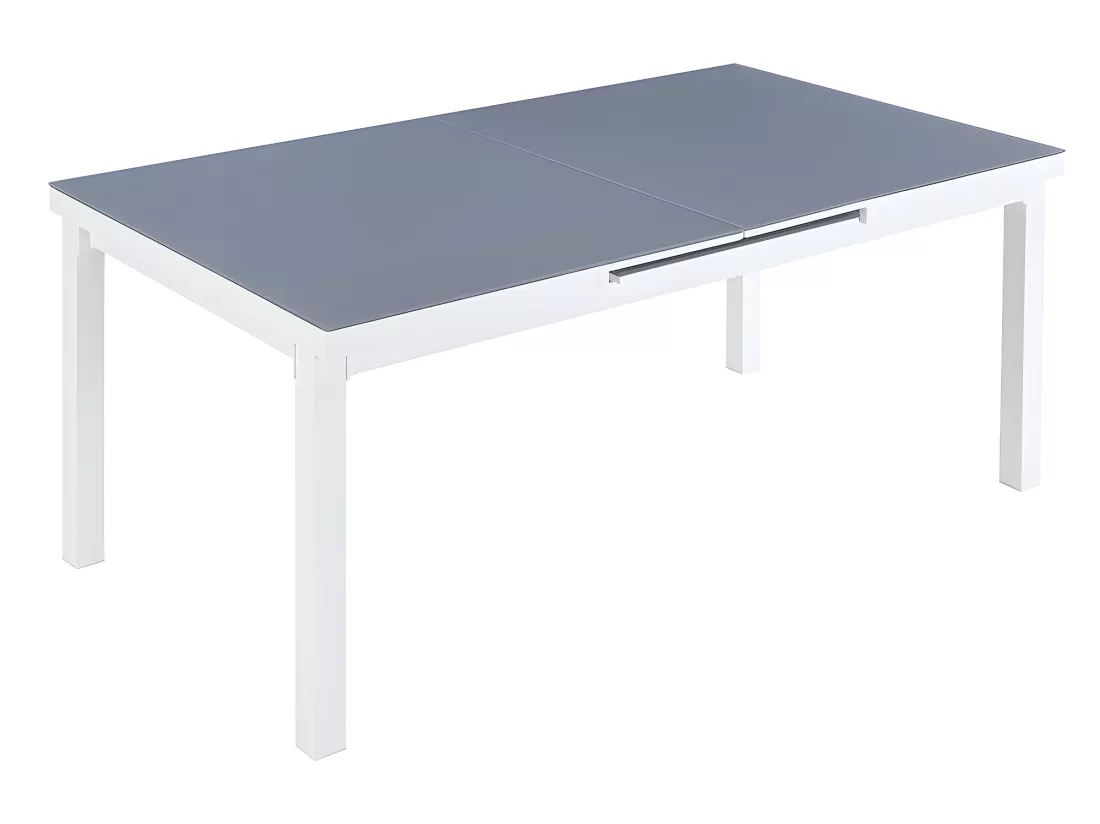 Tavolo da giardino allungabile da 4 a 8 posti L.180/240 cm Alluminio e Vetro Temperato Grigio e Bianco - LINOSA