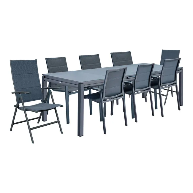 Tavolo da giardino allungabile in alluminio grigio Naterial Odyssea 256/320x76x100 cm