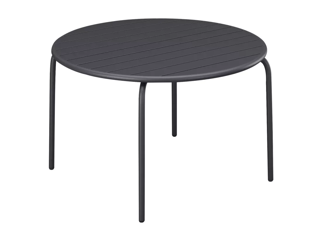 Tavolo da giardino rotondo in metallo D.130 cm - Grigio scuro - MIRMANDE by MYLIA