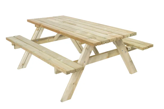 Tavolo da picnic rettangolare in legno naturale per 6 persone