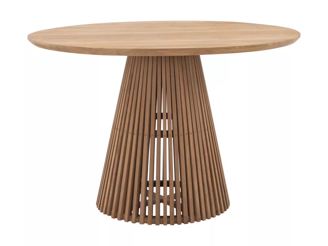 Tavolo da pranzo da giardino D.120 cm in legno teak naturale chiaro TRIANI