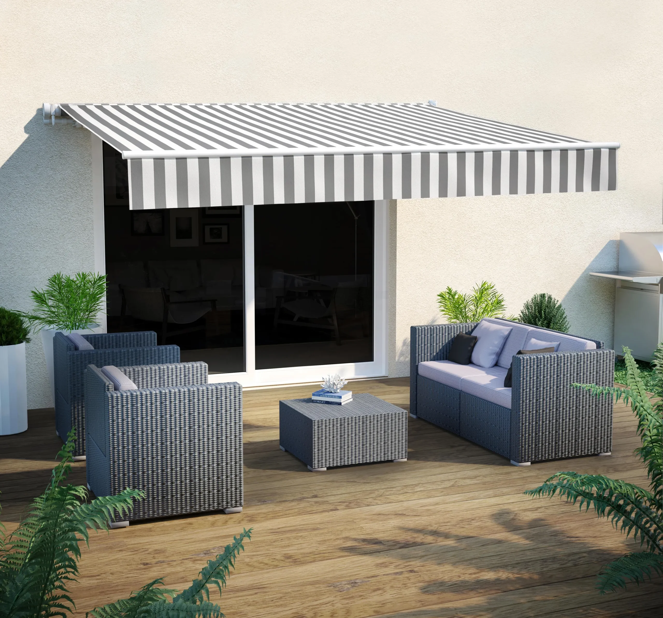 Tenda Manuale Naterial Simple Calima Stripes Bianco Grigio 3 95X3M