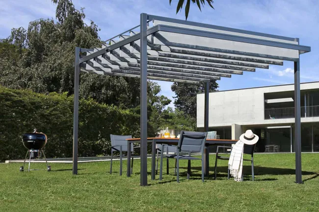Testo Pergola Nater Elysia alluminio grigio scuro 310x350 cm
