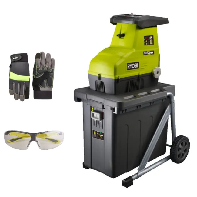 Trituratore elettrico per sistemi RYOBI Rsh3045uxl + kit guanti e occhiali
