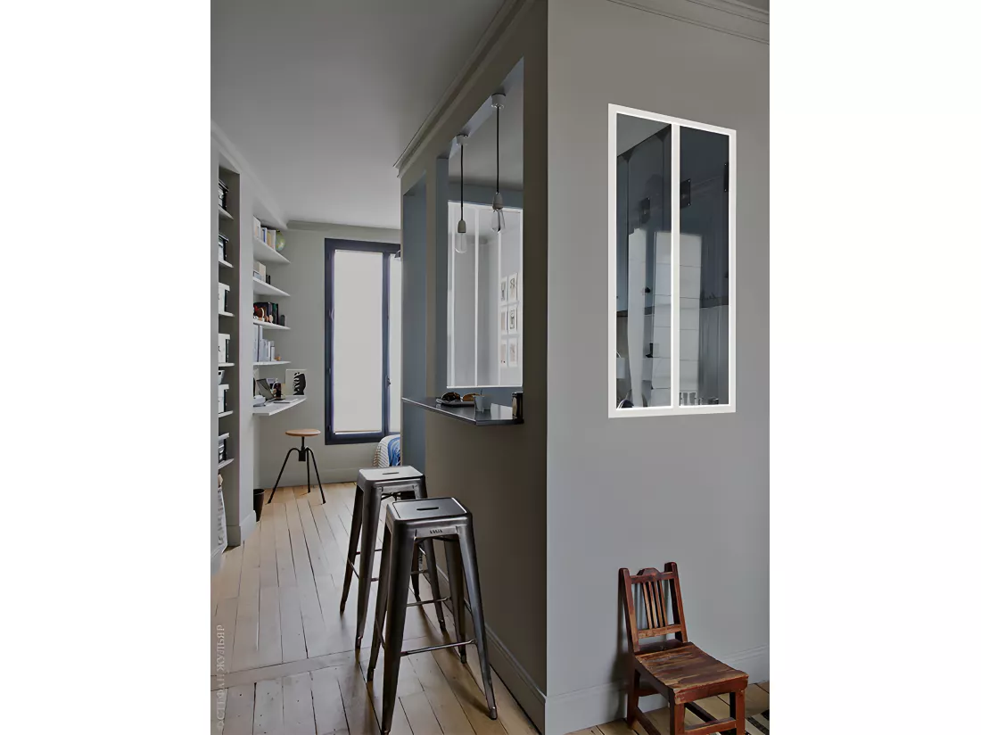Vetrata in stile industriale 60 x 130 cm in alluminio termolaccato Bianco - BAYVIEW